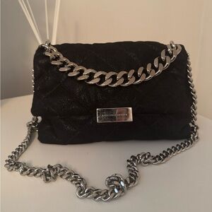 Stella McCartney Quilted Beckett Bag Black and silver